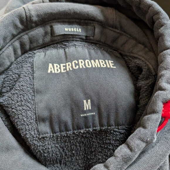 Abercrombie & Fitch Men's Muscle fit Hoodie Navy & Red Size M 1892 logo Y2K - Picture 2 of 13
